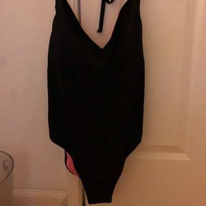 Pink black one piece bathing suit